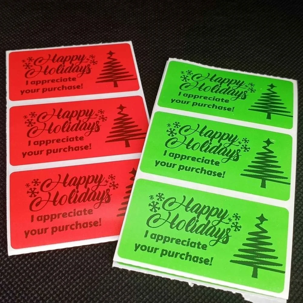 💙100 Happy Holidays- Shipping Labels Thermal Packaging Stickers 2.25